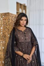 Classic Brown Ethnic Kurti Ensemble - Image 2
