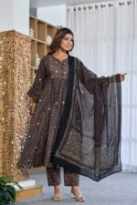 Classic Brown Ethnic Kurti Ensemble