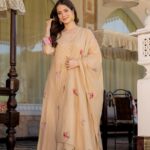 Peach Blossom Embroidered Kurti Set