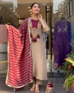 Noor-e-Beige Festive Kurti Set - Image 2