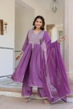 Lavender Bloom Ethnic Kurta Palazzo Set