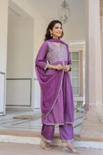 Lavender Bloom Ethnic Kurta Palazzo Set - Image 6