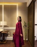 Roya Wine Silk Farshi Suit - Image 6