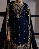 Meher Navy Gold Embroidered Suit - Image 3