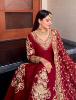 Maroon Embroidered Anarkali Suit Set - Image 2