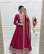 Luxury Dark Pink Anarkali set - Image 4