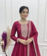 Luxury Dark Pink Anarkali set - Image 6