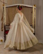 Premium Off-White Georgette Embroidered Anarkali Suit Set - Image 4