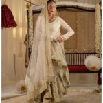 Premium Off-White Georgette Embroidered Anarkali Suit Set