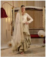 Premium Off-White Georgette Embroidered Anarkali Suit Set