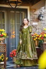 Luxury Embroidered Silk Festive Anarkali Suit Set