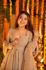 Sequins Embroidered Crunchy Silk Anarkali Sharara Set - Image 4